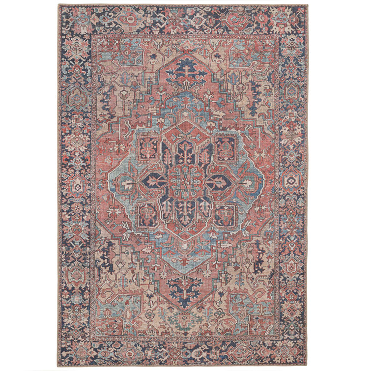 Kukoon Red Distressed Persian Style Traditional Rug Wayfair.co.uk